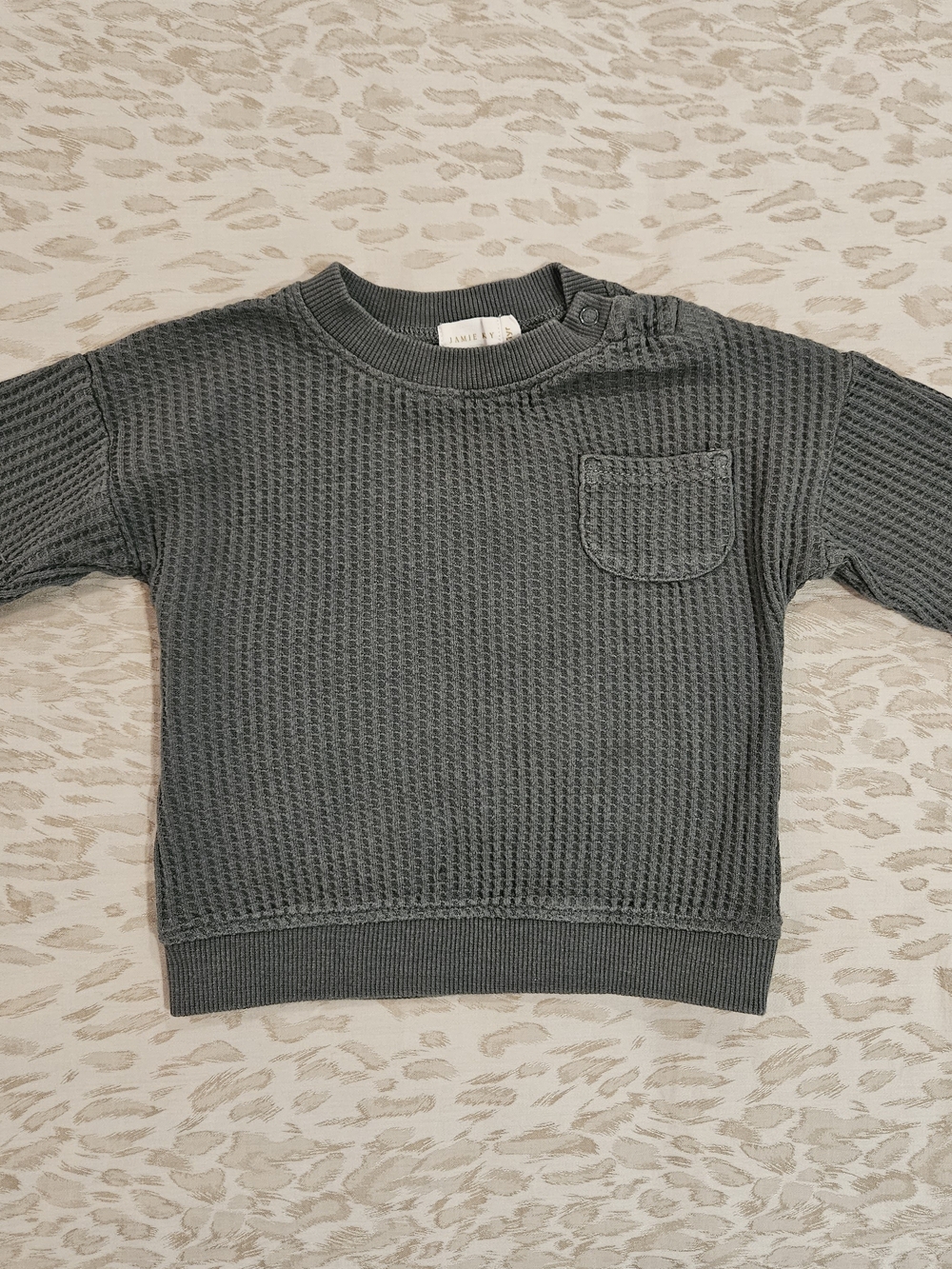 Jamie Kay Waffle Knit Olive Green Top Sz 1